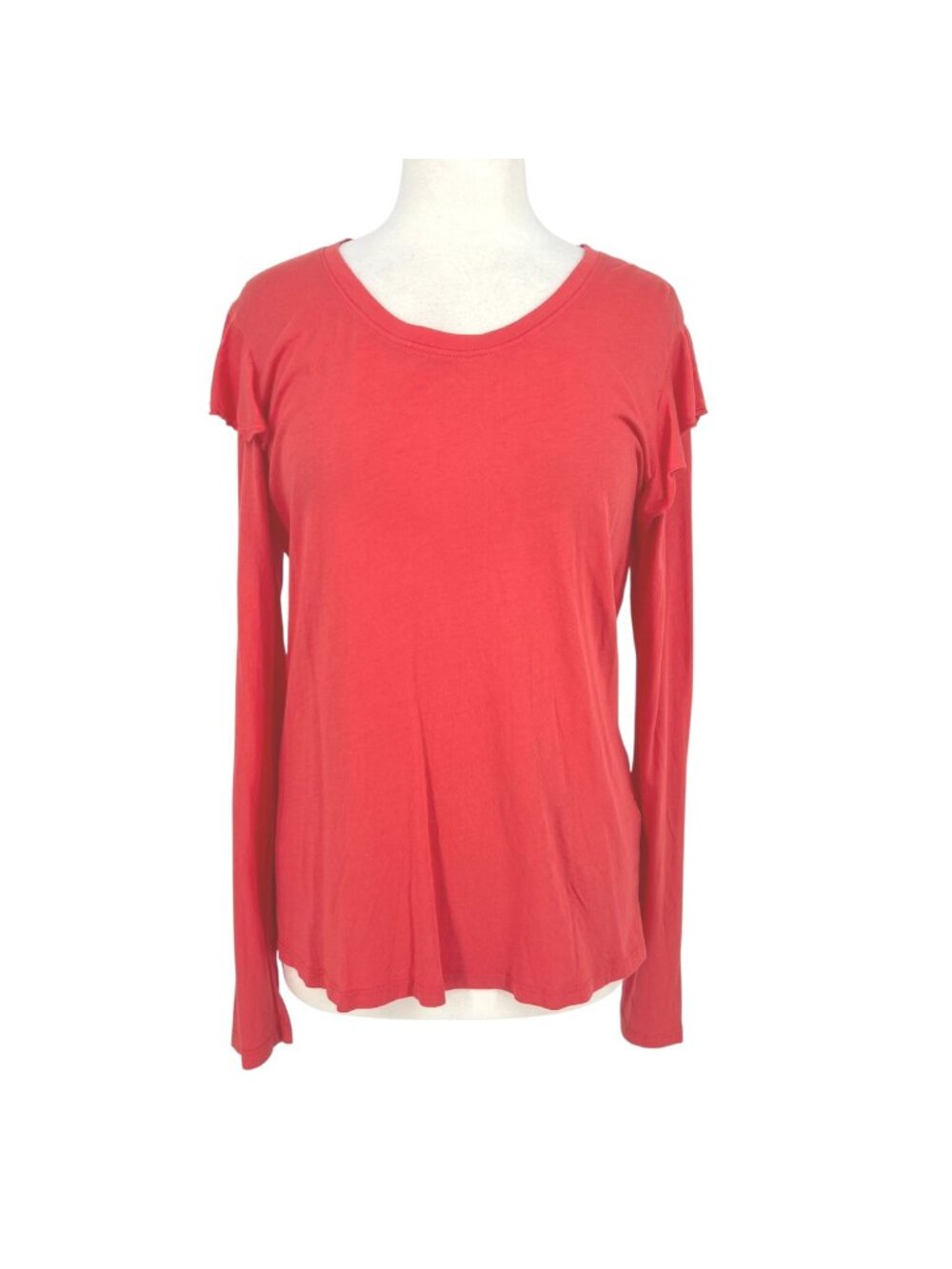 Sundry Coral Ruffle Shoulder Long Sleeve T-Shirt Size Large Balletcore Coquette